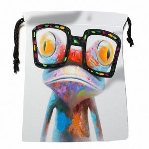 Nouvelle arrivée grenouille peinture sacs à cordon sacs de rangement personnalisés sacs-cadeaux imprimés plus de taille 18 * 22 cm bricolage votre photo 16aJ #