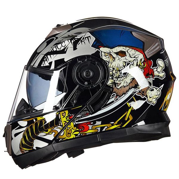 Nouvelle arrivée GXT Moto Flip Up Casque Casco Racing Double Lense Full Face Helmet221L