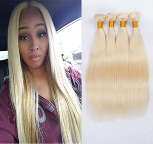 Nouvelle arrivée Honey Blonde Bundles de cheveux humains 613 Platinum Blonde Extension de cheveux raides Brésiliens non transformés Virgin Hair Weaves7575977