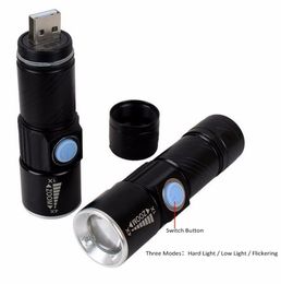 Torches USB-Briquet Puissant Mochila Lanterna Torche Tactique Flash Lumière Linternas LED Zoomable Gladiateur Zaklamp Lampe De Poche