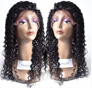 Nouvelle Arrivée Humaine Vierge Remy Cheveux Brésiliens Avant de Lacet Bouclés Perruques Naturel Noir Couleur Doux Bébé Cheveux
