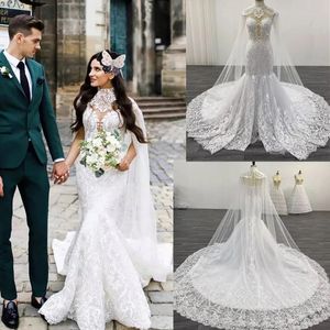 Nouvelle Arrivée Dentelle Sirène Robes De Mariée Avec Tulle Châle Mince Élégant Robes De Mariée Robe Noiva Sereia Robe De Mariee