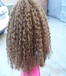 nieuwe aankomst Mongoolse kinky krullend haar inslag clip in hair extensions onverwerkte krullend blond 27 kleuren menselijke extensions kunnen geverfd worden3976046