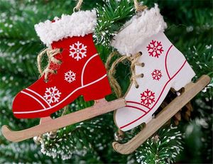 Noël peint pendentif décoratif arbre de Noël patins innovants chaussures de ski pendentif noël maison porte et décorations d'arbre XB1