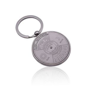 Nouvelle arrivée fête faveur 50 ans calendrier perpétuel porte-clés Unique boussole en métal cadeau d'anniversaire