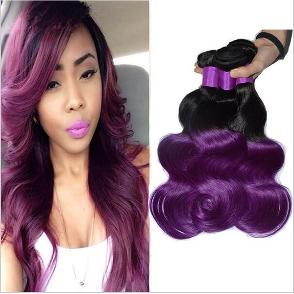 Nouvelle arrivée violet cheveux humains paquets deux tons couleur 1b violet vague de corps malaisien Remy trames de cheveux aucun enchevêtrement aucun hangar Cosplay cheveux