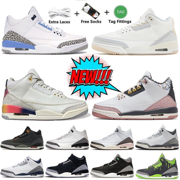 Jordan 3 Retro Off White NIKE Jordans3 3S jumpman 3 chaussures de basket - ball Palomino UNC j balvin blanc ciment fragment hommes Jorda Jorden sneakers Retro dhgate 【code ：L】