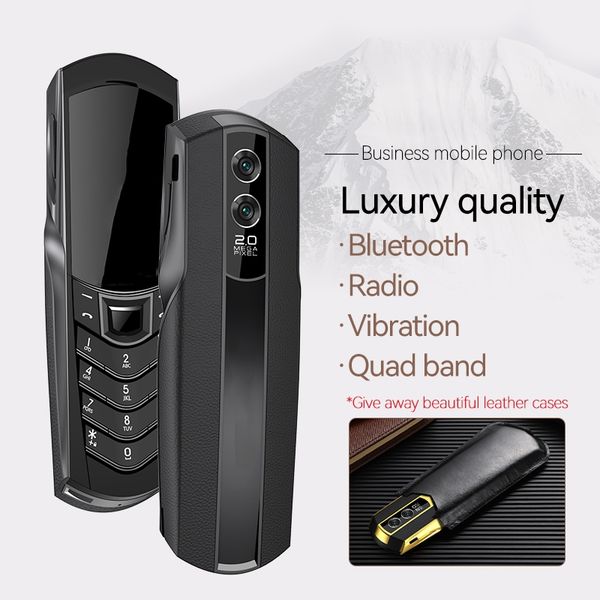 Nouvelle arrivée débloquée téléphone portable doré classique quadri-bande 2G GSM double carte SIM mobile radio FM caméra MP3 cadran Bluetooth téléphone portable voix magique avec étui