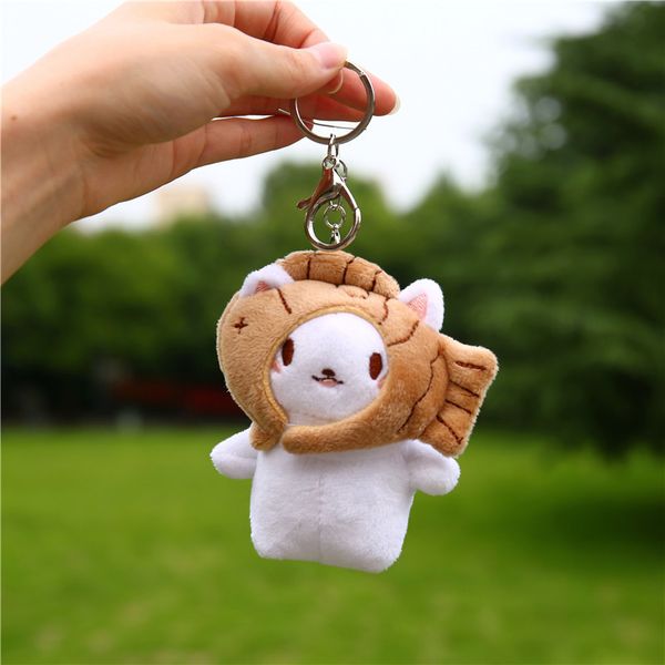 Nouveau arrivé mignon vivaneau tête ensemble porte-clés chat en peluche figurine porte-clés poupée pendentif sac accessoires bébé porte-clés