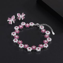 New Arrive Fashion Jewelry Prong CZ Tennis Chain Rainbow Daisy Flower Charm Bracelet coloré