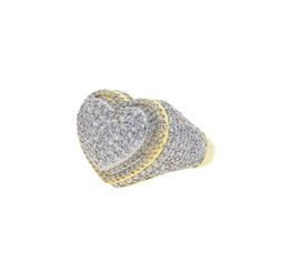 Nuevo anillo de dos tono anillo de dos tono pavimentado Cz Cz Stone para mujeres Rings de boda de fiesta para hombres Joyas enteras4572397