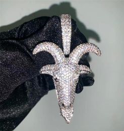 Collier avec pendentif tête de chèvre en Zircon microincrusté pour hommes, bijoux Hip Hop entièrement glacés, nouvel arrivage, cadeau 7606896
