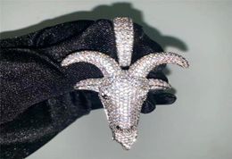 Collier avec pendentif tête de chèvre en Zircon microincrusté pour hommes, bijoux Hip Hop entièrement glacés, nouvel arrivage, cadeau 6825197
