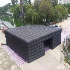 Nieuwe aankomst zwart 8x8x3 8m zwarte kubus tent opblaasbare kubieke partytent huis vierkante party cinema gebouw custom267y