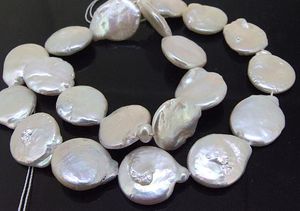 Perles de culture d'eau douce, couleur blanche, grande taille 15-16mm, pierres précieuses, brin complet, 15 pouces, nouvel arrivage