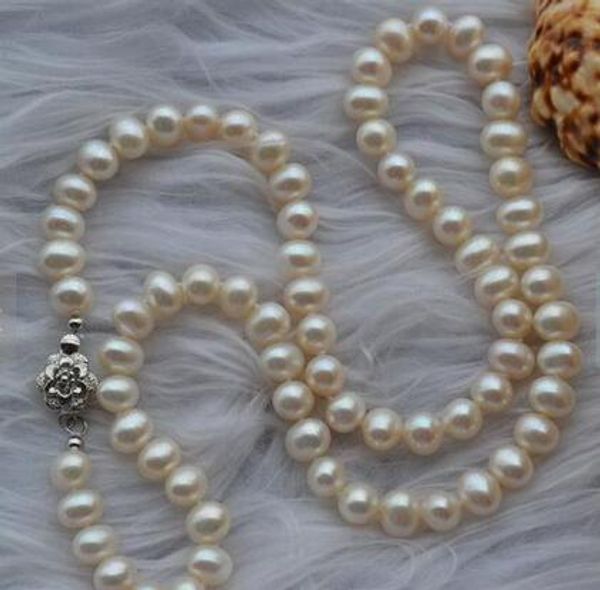 Bijoux en perles véritables, collier de perles d'eau douce de couleur blanche véritable de 18 pouces, 7 à 8mm, vente en gros, livraison gratuite, nouvel arrivage