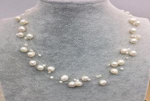 Nieuw aangekomen Illusie ParelkettingMeerdere Strand Bruidsmeisje Dames SieradenWitte Kleur Zoetwaterparel Choker Ketting1058136