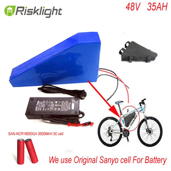 Nouveau arriver batterie triangle ebike 48 V 2000 w batterie au lithium 48 v 35ah batterie de vélo électrique + sac + chargeur pour cellule Sanyo