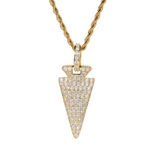 Nieuwe pijl hanger met zirkoon radijs volledige diamant hiphop hanger gouden ketting