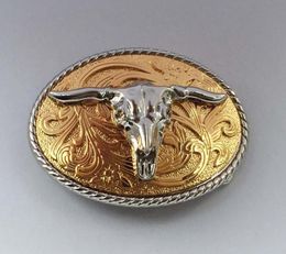 Nouvelle boucle de ceinture de cow-boy arrviale avec couleur dorée 3D Sliver Bulls Metal Swby732 pour 4 cm Wideth Snap sur ceinture avec un stock continu3884642