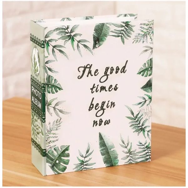 Nouvel art Photo album Slip dans le cas avec 100 poches 6 x 4 pouces - Family Friends Memories Picture Photo Albums Livre - Green Leaves for 100 poches Family Friends