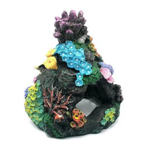 Rium artificial Decoración Coral Reef Cave Fish Tank Hollow Rock House Ornament para camarones Hinding Y200917