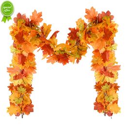 Guirnalda de hojas de arce artificiales para otoño, planta colgante de vid para Acción de Gracias, decoración de chimenea de Halloween, decoración navideña para el hogar