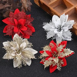 Nouveau poinsetttia artificiel Fleur de Noël et année décoration florale décoration décorations d'arbres