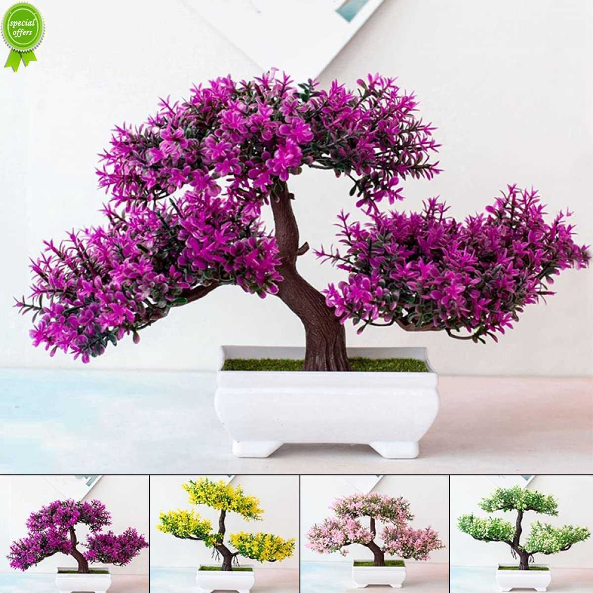 Ny konstgjord plast Bonsai Plant Small Tree Pot Artificial Plant Potted Flower Home Room Table Decoration Garden Ornaments