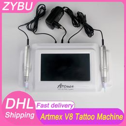 NIEUWE Artmex V8 Tattoo Permanente Make-Up Pen Machine Wenkbrauw Make Up Lip Roterende MTS PMU Systeem Sterke Motor Pen micro Naald Dermapen