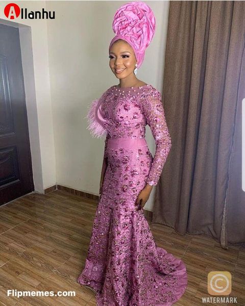 NOUVEAU! Aso Ebi Style 2022 grande taille arabe sirène robes de bal manches longues soirée formelle fête deuxième réception robes robe