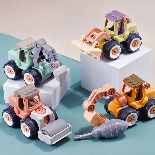 Nouveau véhicule d'ingénierie d'assemblage pour enfants garçons, pelle de Construction, rouleau, perceuse de sol, Bulldozer, jouet modèle camion, jouets pour enfants