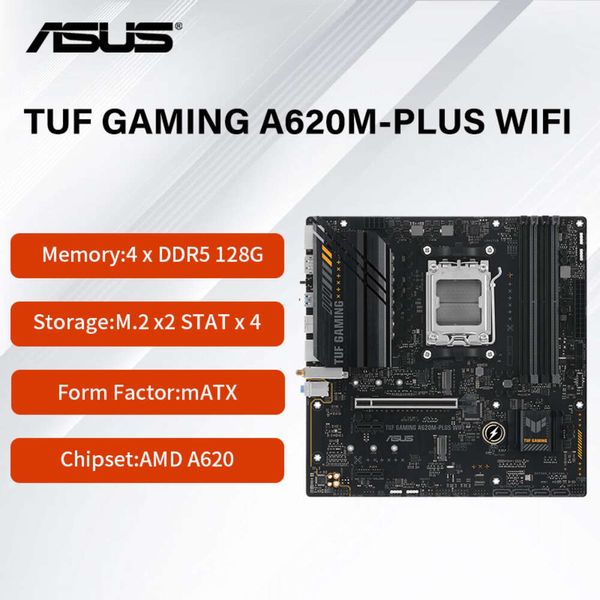Nuevo Asus TUF GAMING A620M-PLUS WIFI AM5 placa base Socket AM5 AMD A620 placa base de escritorio DDR5 compatible con CPU Ryzen serie 7000