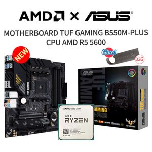 Nieuwe ASUS TUF Gaming B550M-PLUS Moederbord + AMD R5 5600 CPU Pak Socket AM4 Zonder Ventilator