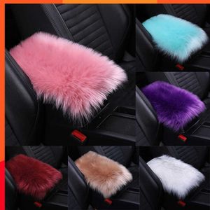 Nouveau Auto Center Console Couverture Accoudoir Boîte Tapis Accoudoirs Chaud Hiver En Peau De Mouton Laine De Voiture Accoudoir Siège Boîte Pad Coussin Protecteur