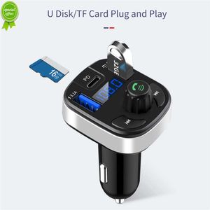 Nieuwe auto FM -zender Bluetooth 5.0 Auto -kit MP3 QC3.0 Fast Charge Modulator Dual USB PD Ports U Disk TF -kaartauto -accessoires
