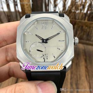 Nouvelle montre automatique pour hommes, boîtier en acier titane, aiguilles noires, secondes indépendantes, cadran gris, bracelet en caoutchouc noir, Timezonewatch BVG-E45d2