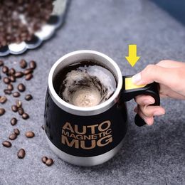 Nueva taza magnética auto agitadora, creativa taza mezcladora de café y leche de acero inoxidable, batidora inteligente perezosa, taza térmica