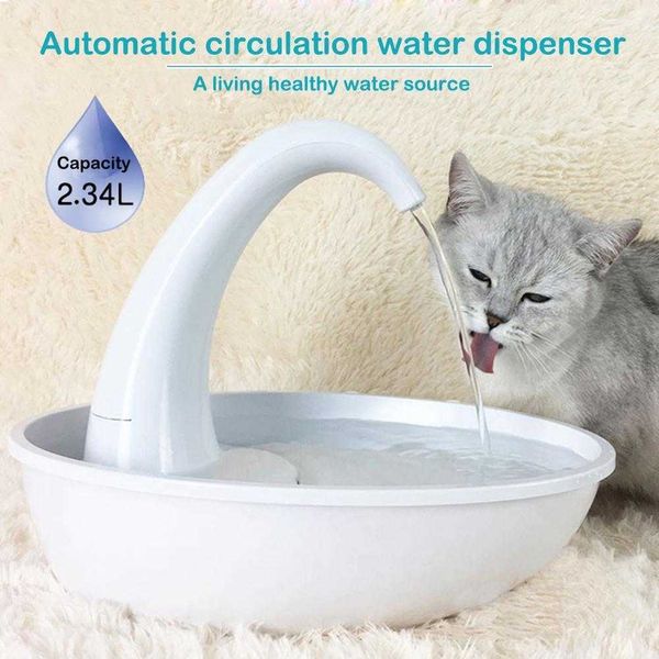 Nouveau Distributeur automatique d'eau en forme de cygne pour animaux de compagnie chat chien alimentation eau qui coule fontaine bol à boire électrique