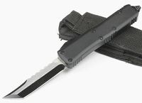 Nouveau couteau tactique automatique d2 oxyde noir + dessin de fil (bicolore) AVIATION AVIATION AVIATION Poignée en aluminium Couteilles de poche EDC avec sac en nylon