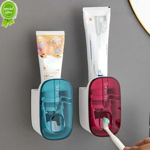 New Automatic Toothpaste Dispenser Bathroom Accessories Wall Mount Lazy Toothpaste Squeezer Toothbrush Holder