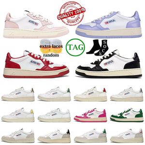 Nouveau Autrys Femmes Médaillé Low Cuir Designer Chaussures Blanc Noir Or Triple Rouge Argent Rose Azure Bleu Vert Lilas Marine Hommes Femmes Baskets Casual Baskets 35-43