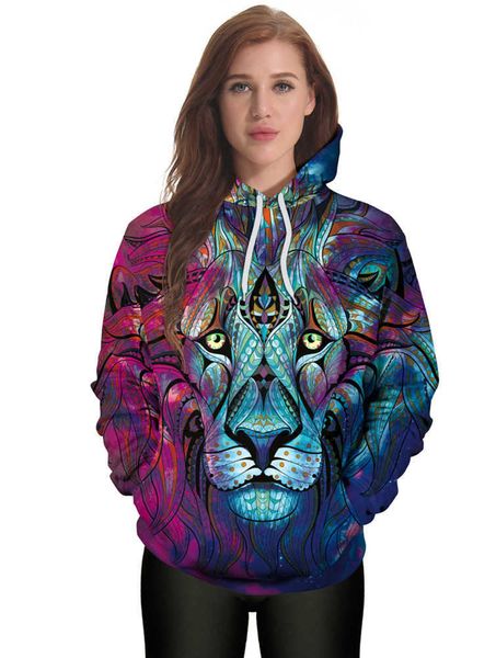 Nouveau automne et hiver sweat à capuche hommes sweats à capuche haute qualité impression femmes Animation rouge bleu cool lion sweat à manches longues