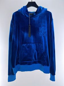 Nieuwe blauwe hoodie voor heren in de herfst en winter, comfortabel fluweelachtig materiaal, Amerikaanse maat hoodie, luxe merk designer hoodie