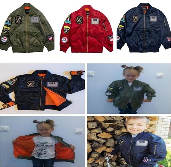 Nueva chaqueta MA-1 de piloto infantil de lana gruesa de otoño e invierno abrigo de bebé grueso Hip-hop casualHip-hop casual niños/niñas chaqueta de béisbol para niños grandes y medianos