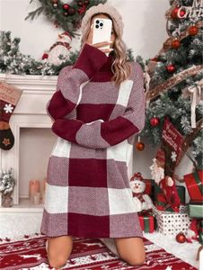 Nuevo otoño e invierno Turtleneck Turtleneck Fitting Contrast Sweater Vestido