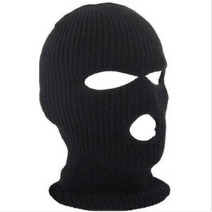 Nouveau automne et hiver chaud trois trous laine tricoté chapeau hommes unisexe bandit en plein air cyclisme lettre masque bonnets droits