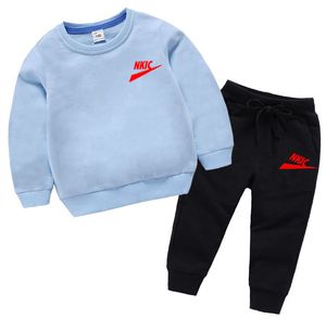 Nieuwe herfstjongen meisje modekleding set baby outfits lange mouwen kinderen casual sweatshirt broek kleding merk logo print