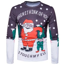 Nieuwe Herfst Kerst T-shirt Mannen 3D Gedrukt Lange Mouw T-shirts Mode Kerst Dag Patroon Mannen Tops Tees Hoge Qruityity