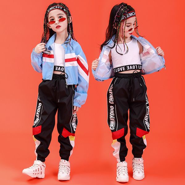 New Autumn girl hip-hop jazz dance costume marée vêtements pour enfants filles costume hip-hop Cool girl's youth Top + pants + Vest 6-15Y